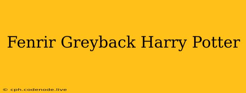 Fenrir Greyback Harry Potter
