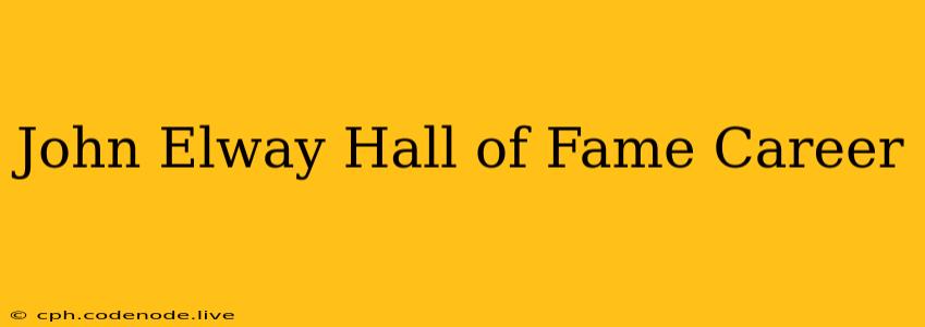 John Elway Hall of Fame Career