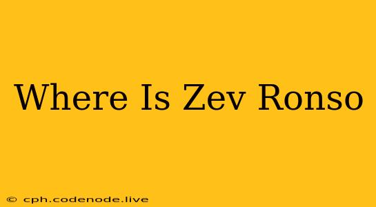 Where Is Zev Ronso